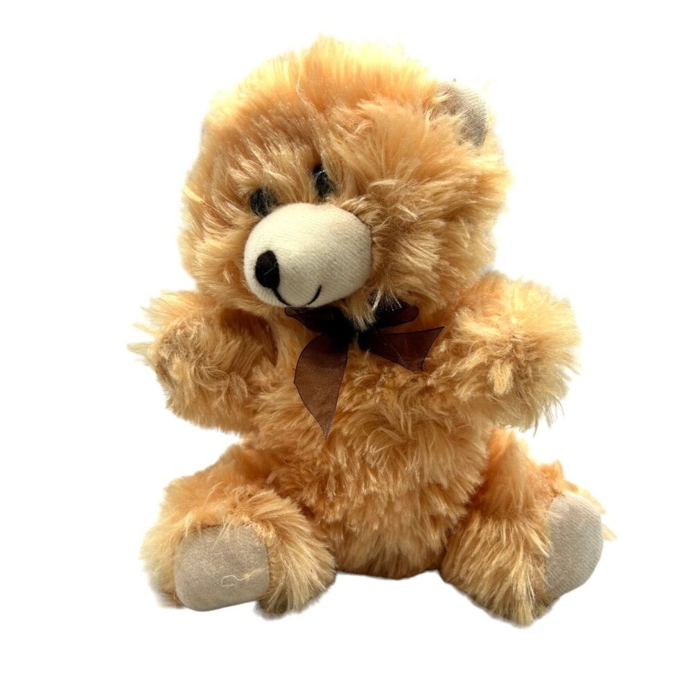 Greenbrier Plush Golden Tan 9"‎ Bear Brown Ribbon Bow